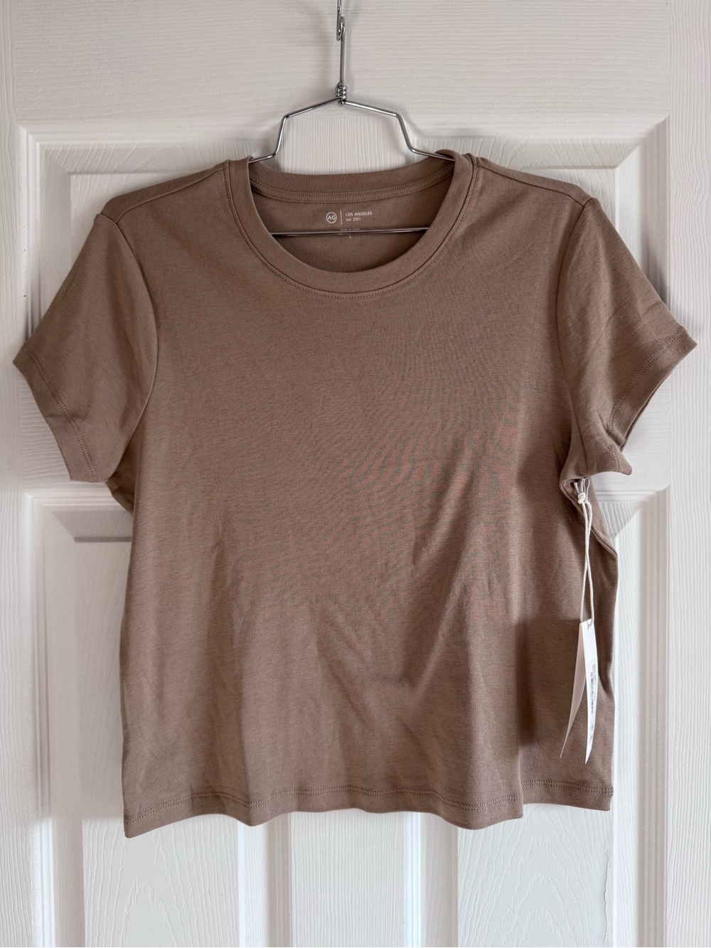 Agolde Los Angeles Short Sleeve Crewneck Tee in Khaki Sand color- Size L